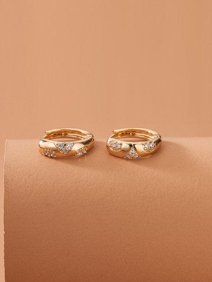 Rhinestone Decor Hoop Earrings