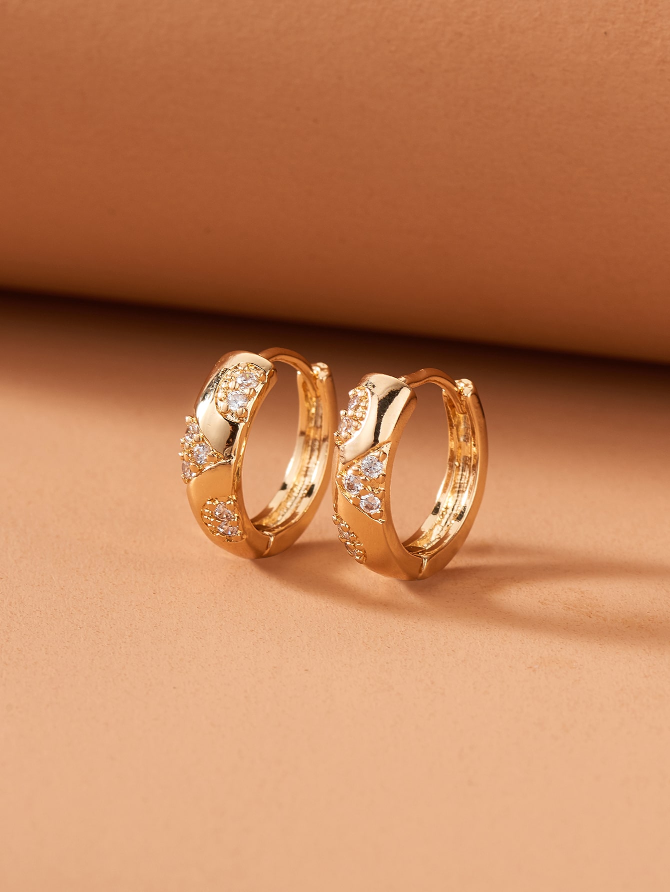 Rhinestone Decor Hoop Earrings
