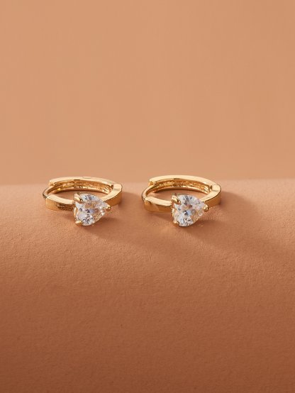 Rhinestone Heart Decor Hoop Earrings