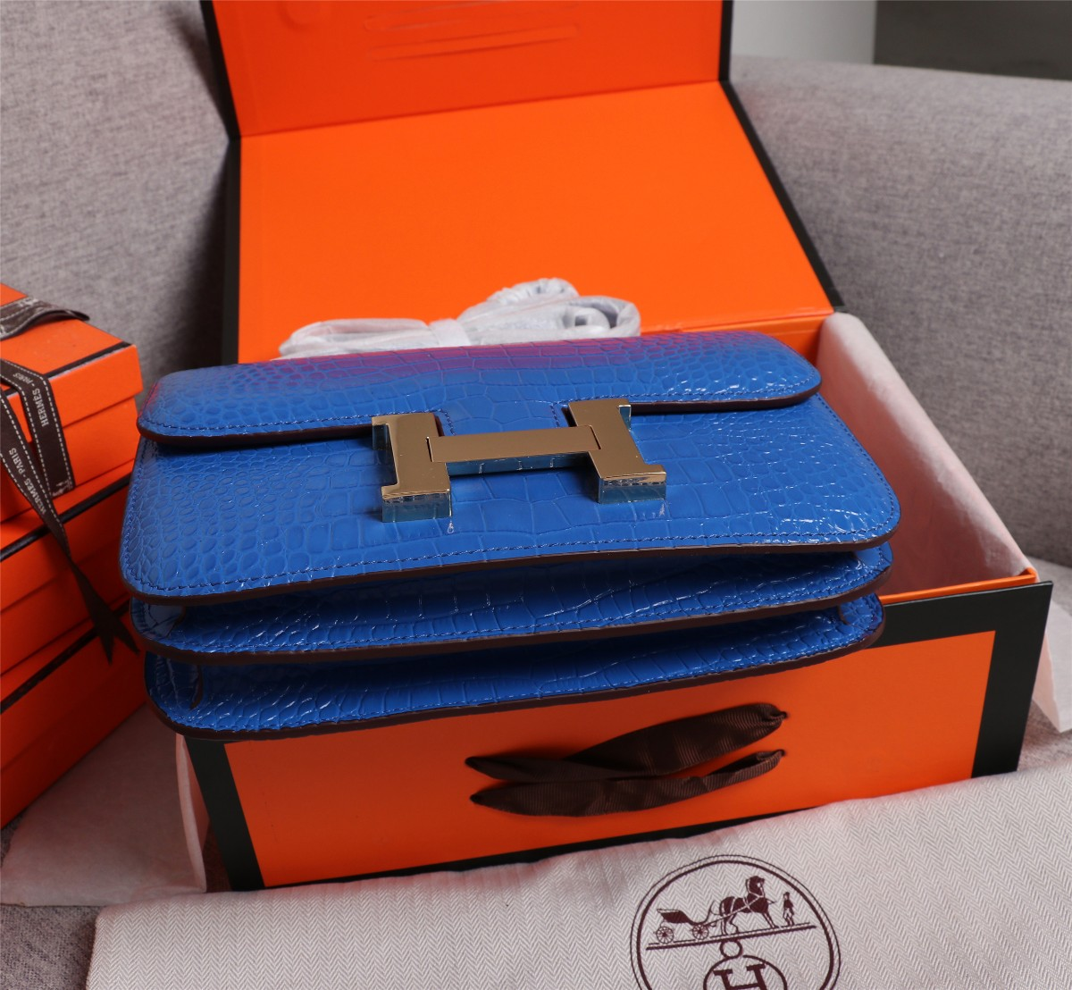 Constance 23 bag Blue Crocodile Leather