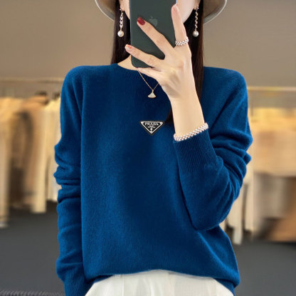 Supports quality inspection, seamless 100% pure wool, first-line ready-to-wear, autumn and winter new short-sleeve round-neck solid color knitted sweater.