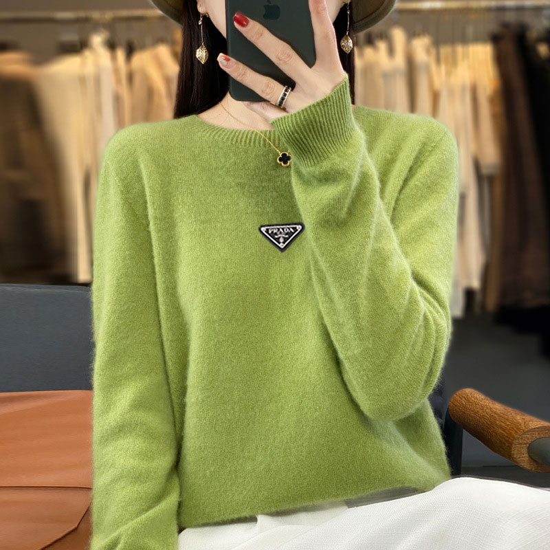 Supports quality inspection, seamless 100% pure wool, first-line ready-to-wear, autumn and winter new short-sleeve round-neck solid color knitted sweater.