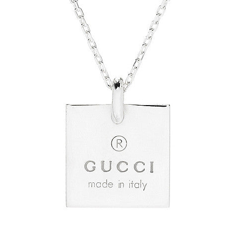 Sterling Silver Trademark Logo Square Pendant Necklace