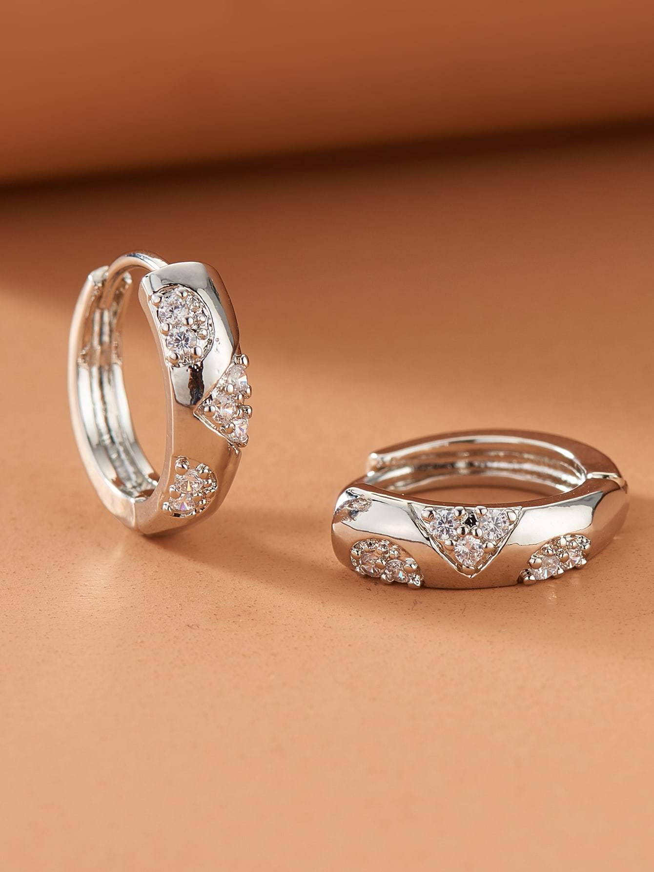 Rhinestone Decor Hoop Earrings