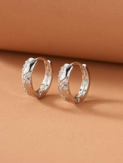 Rhinestone Decor Hoop Earrings