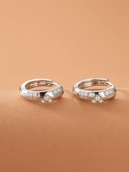 Rhinestone Decor Hoop Earrings
