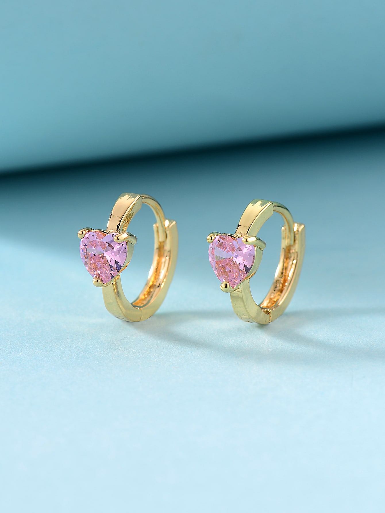 Rhinestone Heart Decor Hoop Earrings