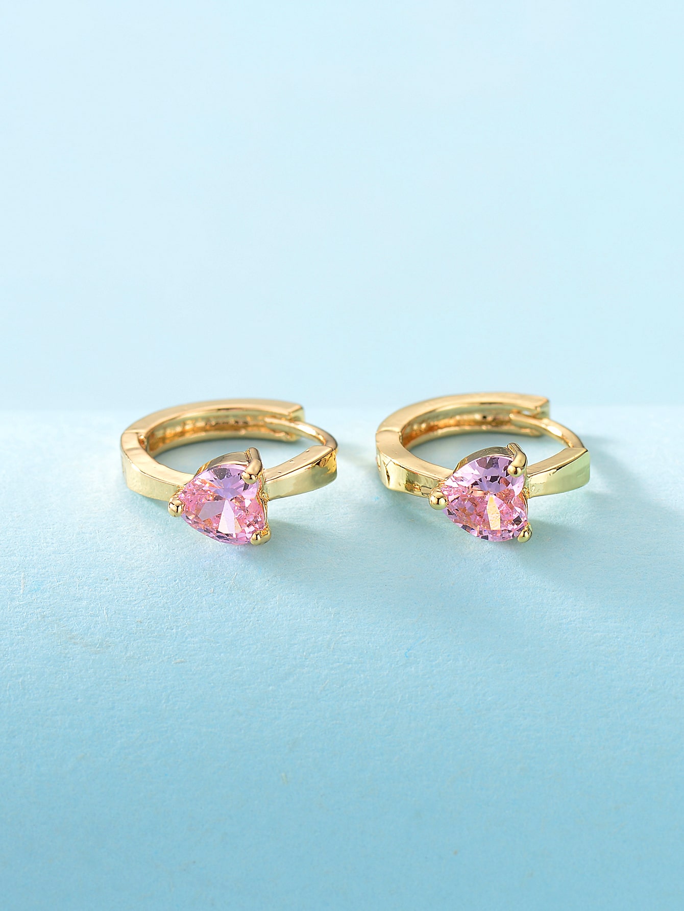 Rhinestone Heart Decor Hoop Earrings