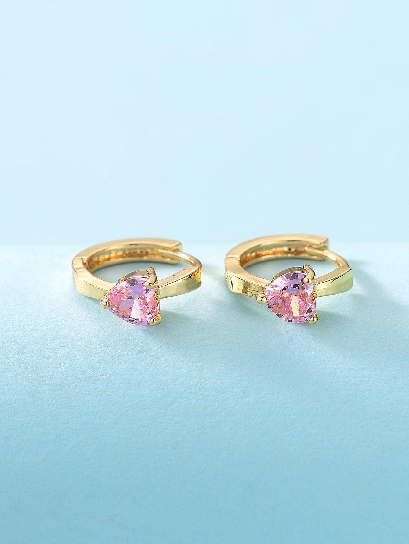 Rhinestone Heart Decor Hoop Earrings