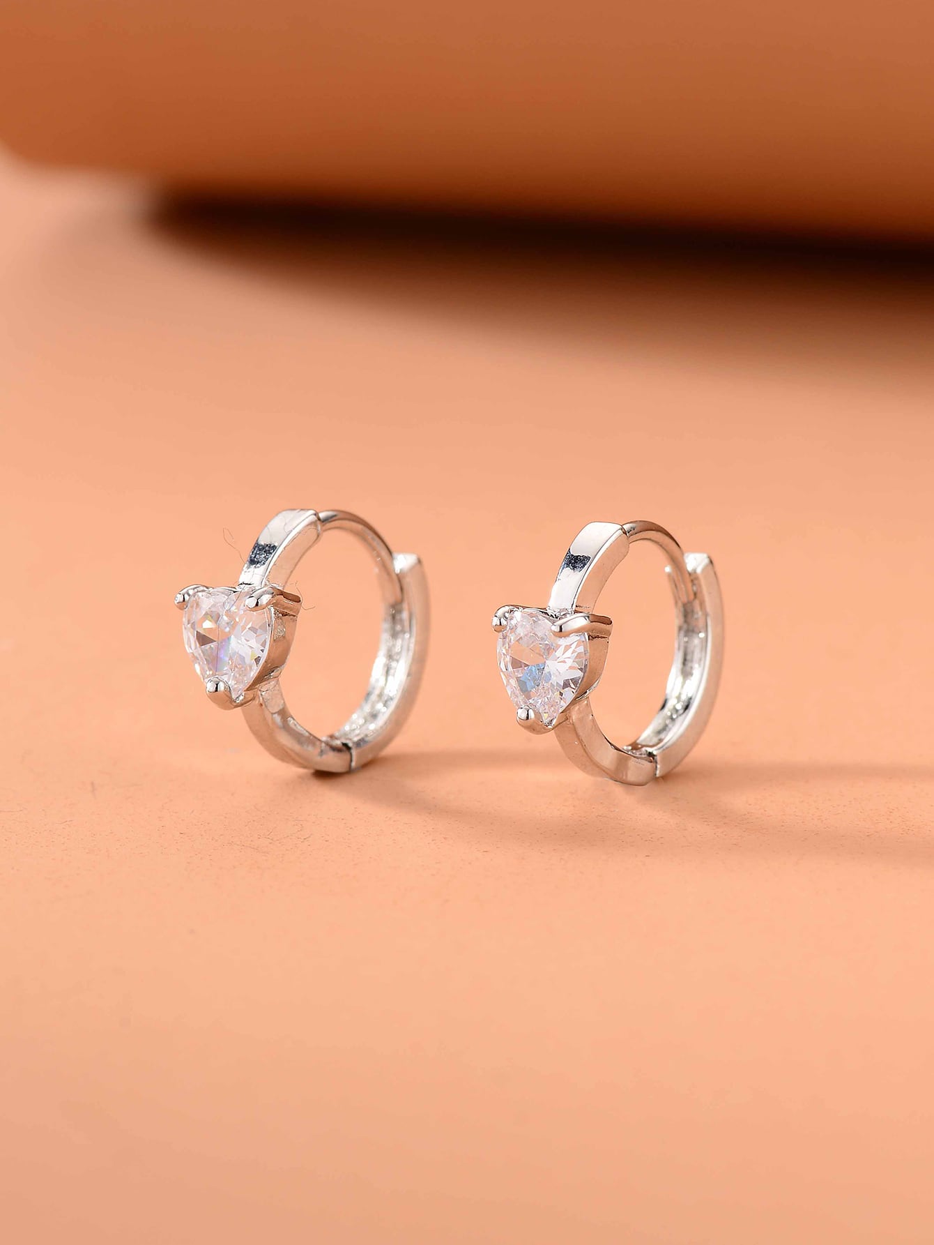 Rhinestone Heart Decor Hoop Earrings