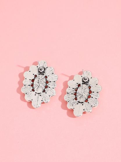 Turquoise Decor Stud Earrings