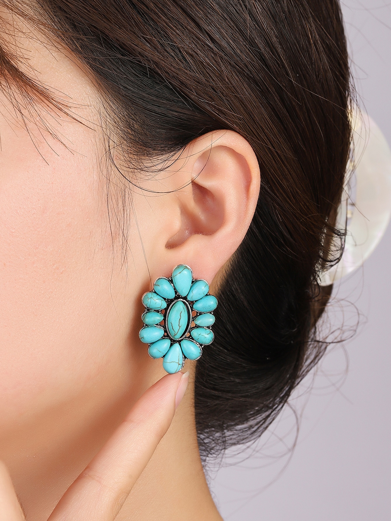 Turquoise Decor Stud Earrings