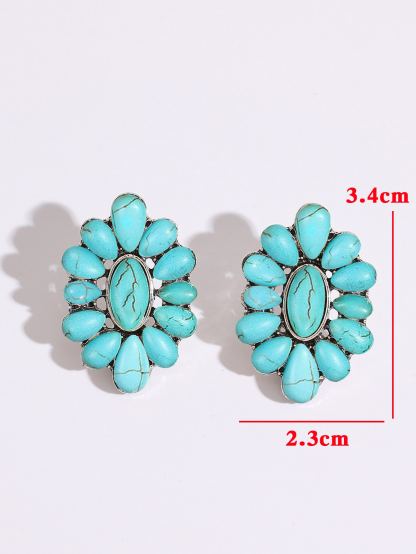 Turquoise Decor Stud Earrings