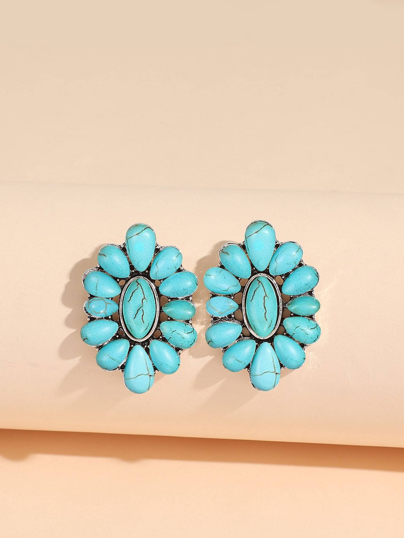 Turquoise Decor Stud Earrings