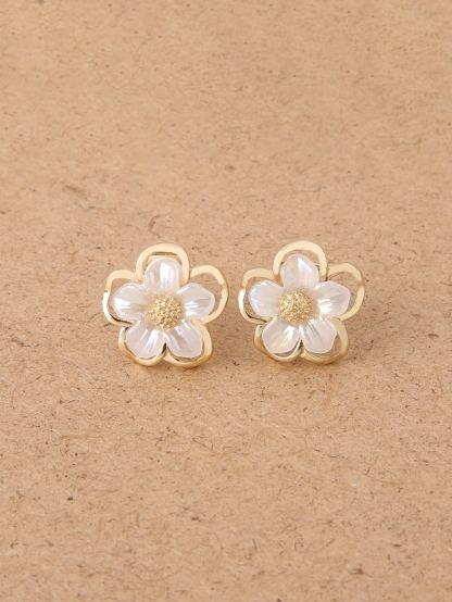1pair Fashionable Zinc Alloy Flower Decor Clip On Earrings For Women For Daily Decoration