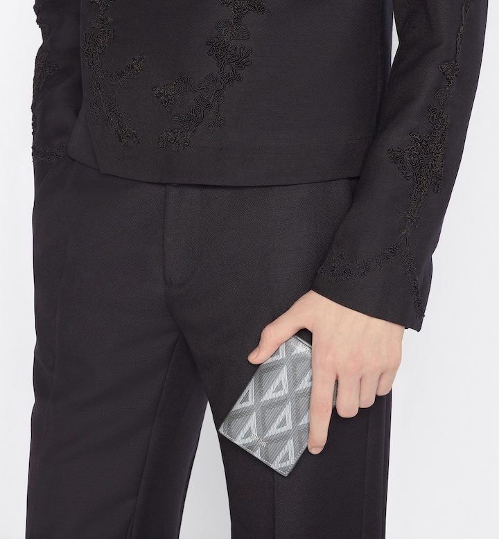 Vertical Bifold Card Holder Gray CD Diamond Canvas