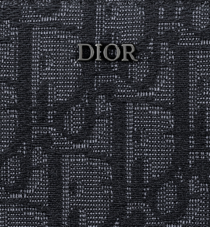 Zipped Long Wallet  Black Dior Oblique Jacquard