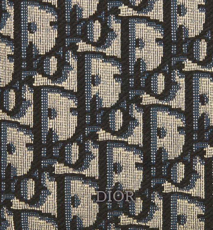 Vertical Long Zipped Wallet Beige and Black Oblique Jacquard