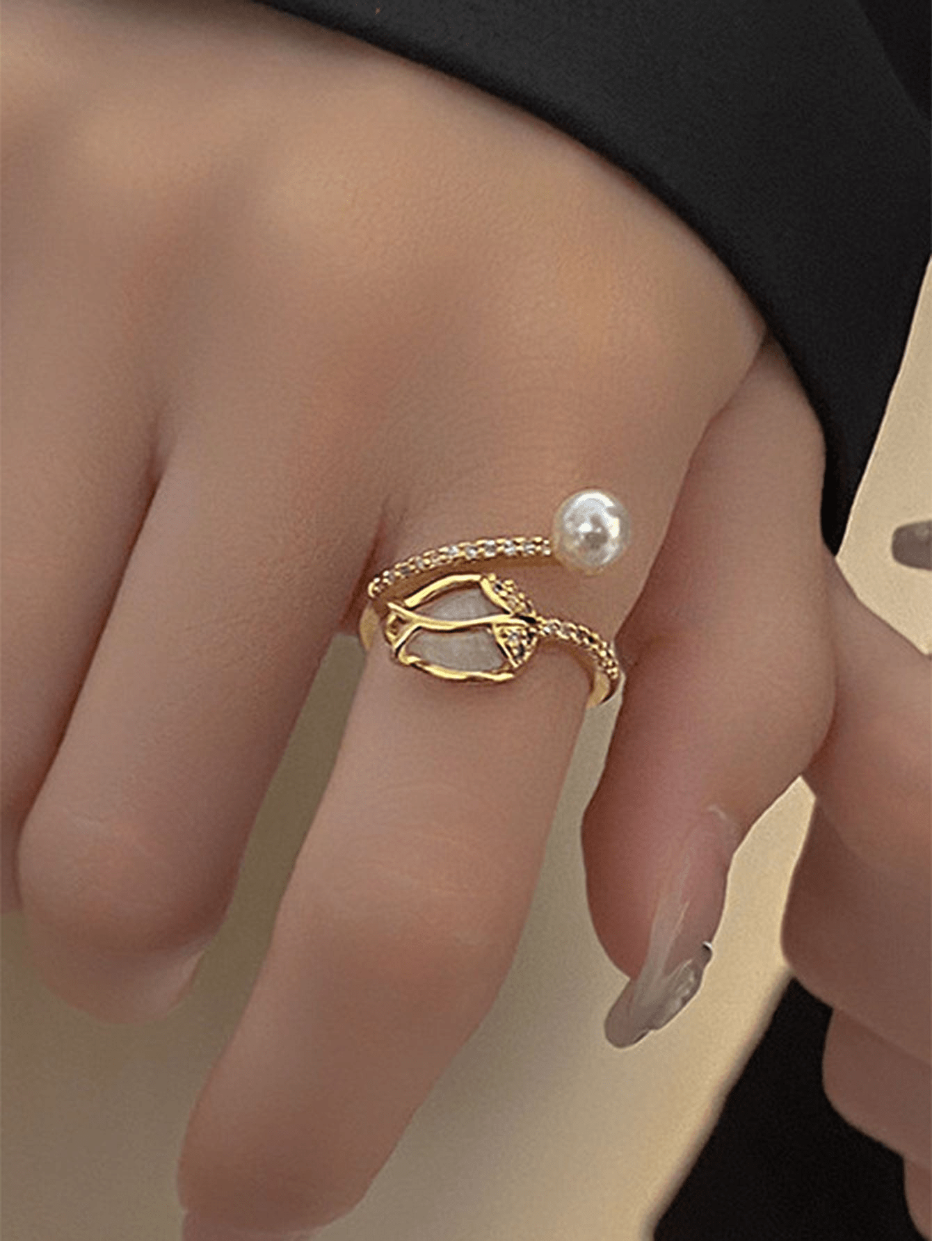 Faux Pearl Decor Ring