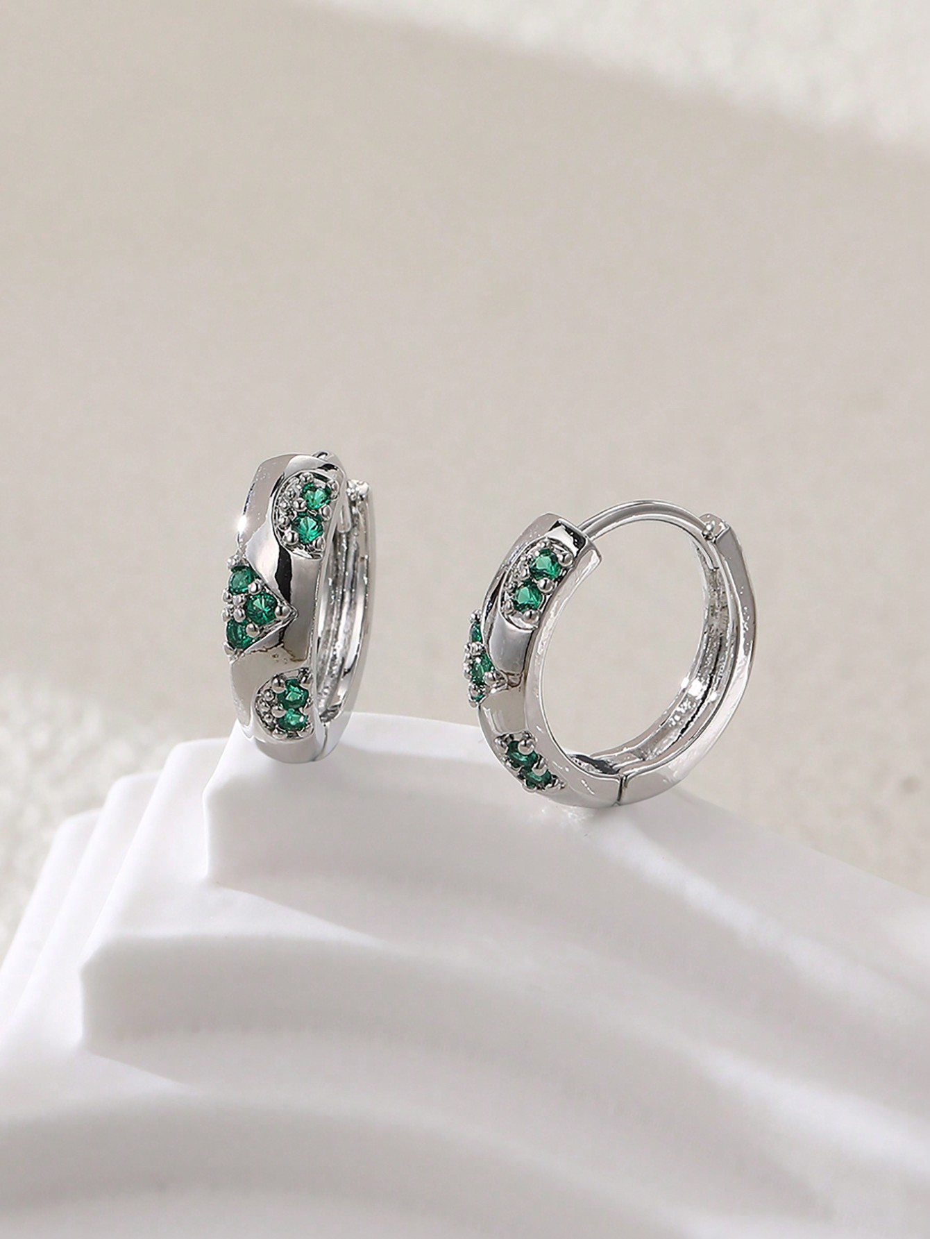 Rhinestone Decor Hoop Earrings