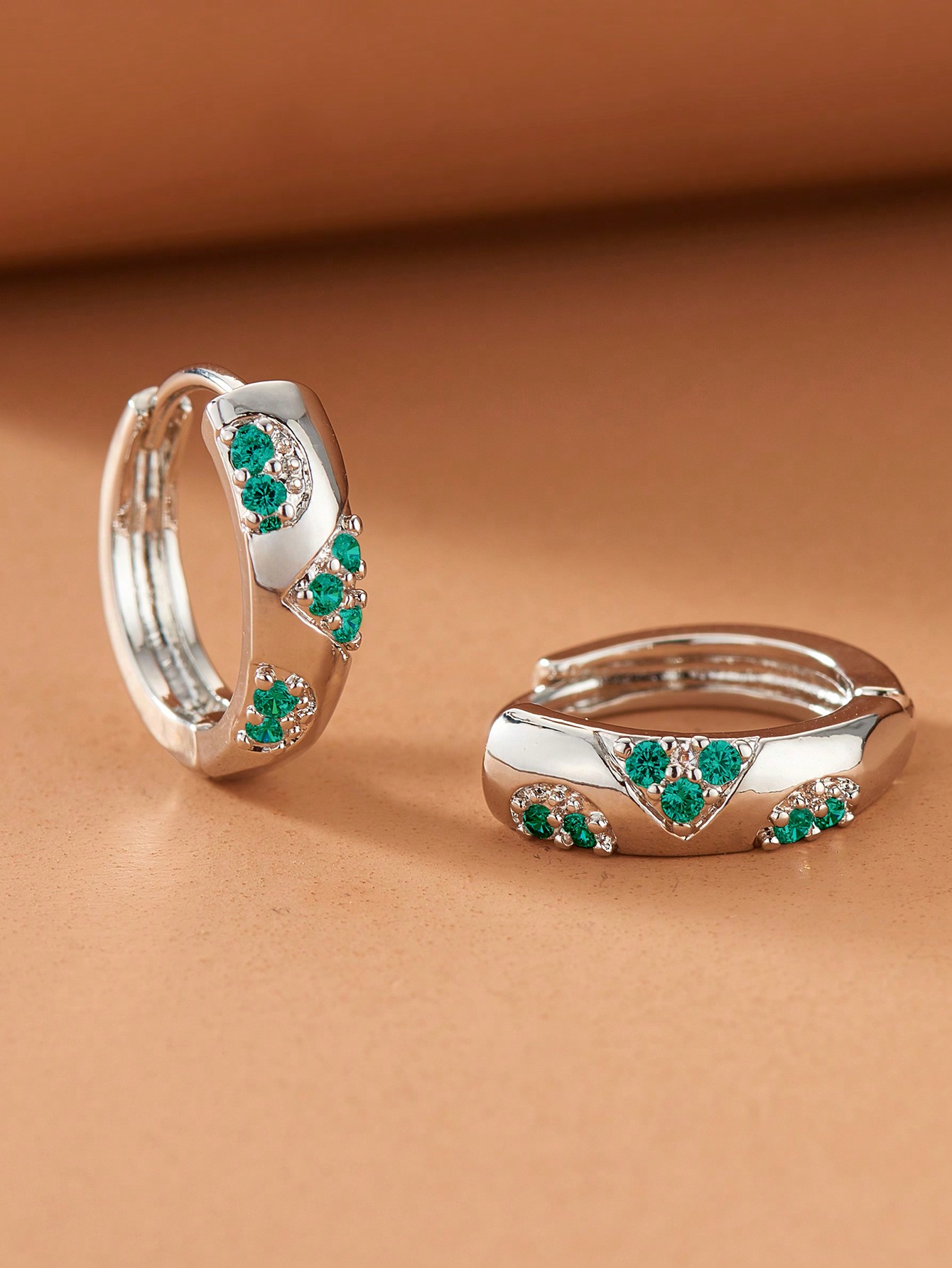 Rhinestone Decor Hoop Earrings