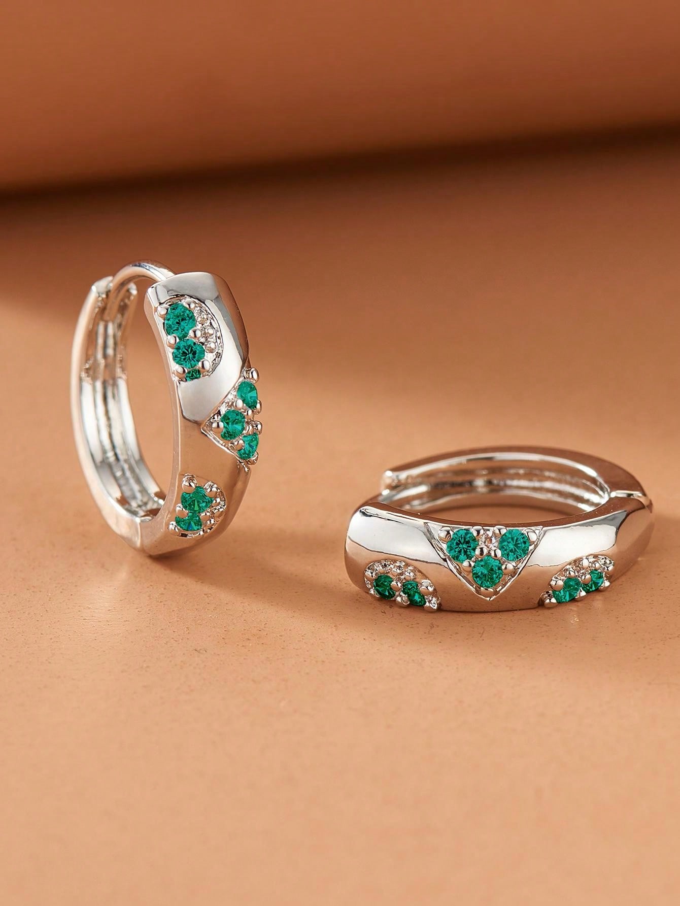 Rhinestone Decor Hoop Earrings