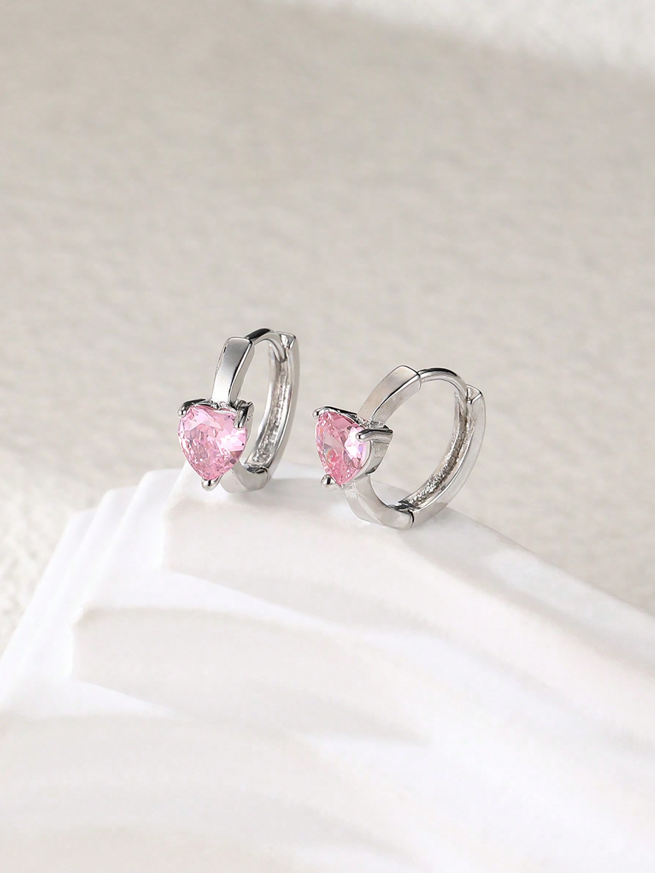 Rhinestone Heart Decor Hoop Earrings