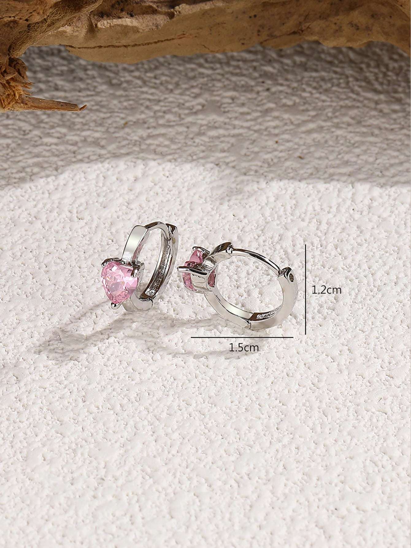 Rhinestone Heart Decor Hoop Earrings