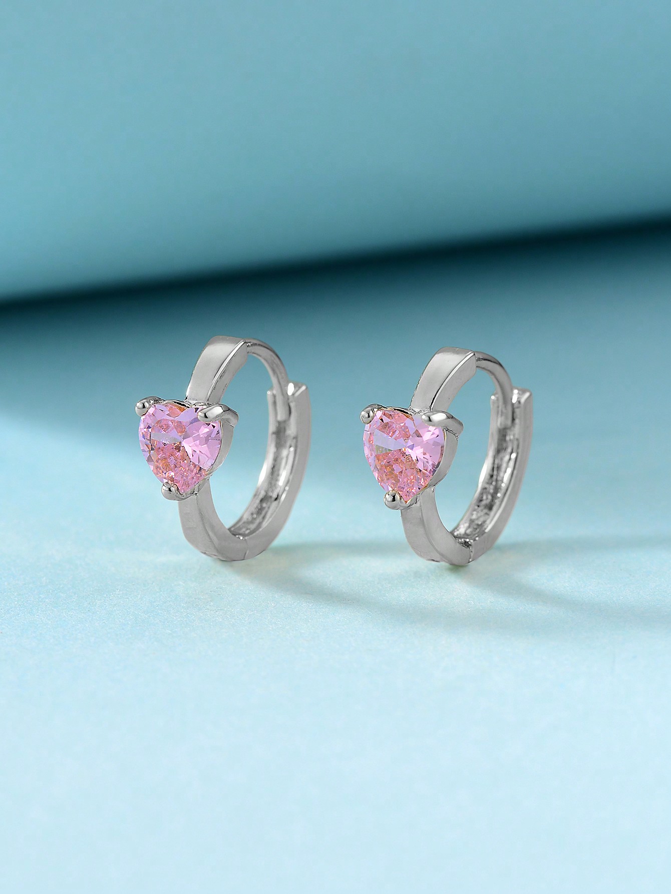 Rhinestone Heart Decor Hoop Earrings