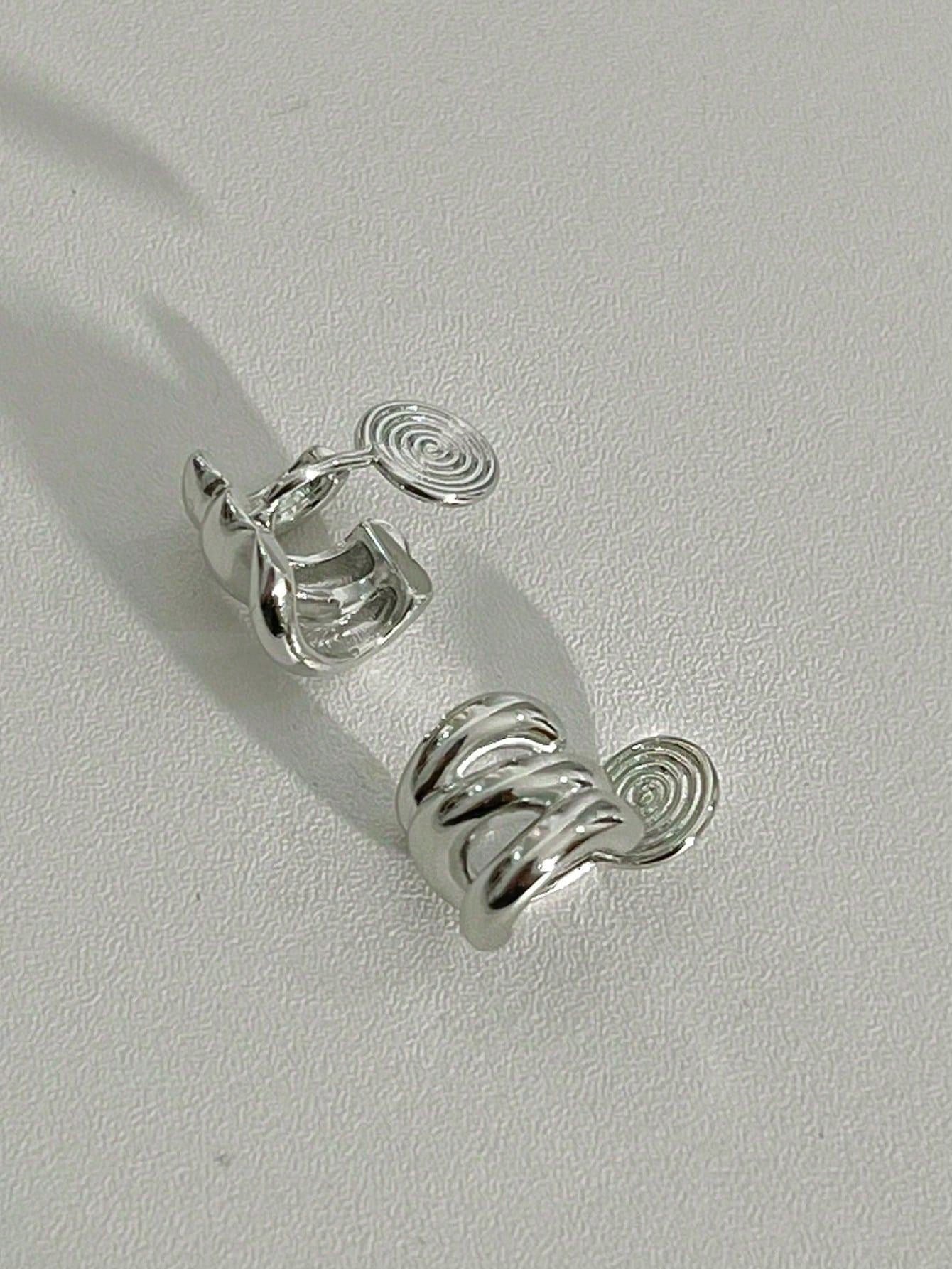 1pair Fashionable Zinc Alloy Flower Decor Clip On Earrings For Women For Daily Decoration