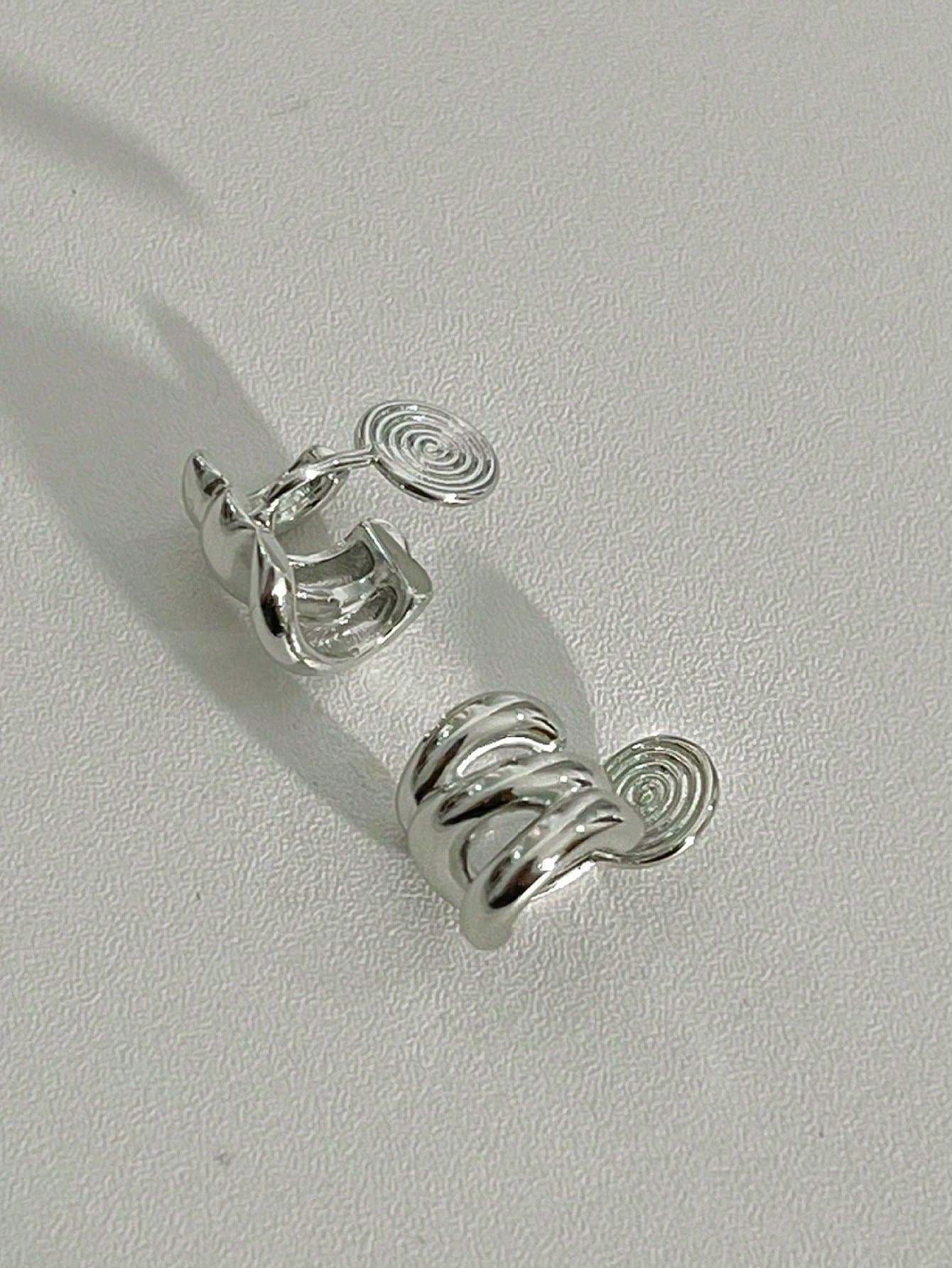 1pair Fashionable Zinc Alloy Flower Decor Clip On Earrings For Women For Daily Decoration