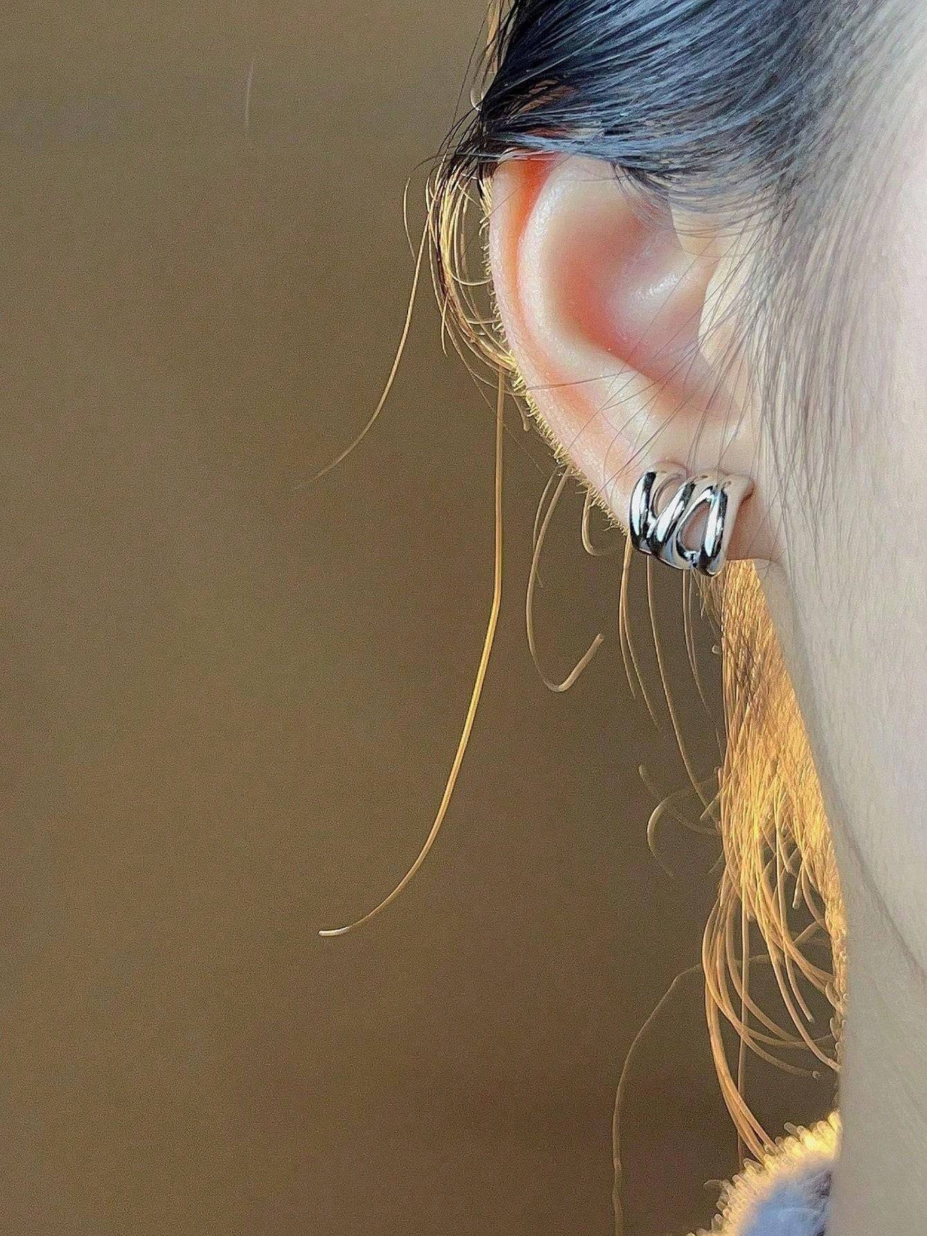 1pair Fashionable Zinc Alloy Flower Decor Clip On Earrings For Women For Daily Decoration