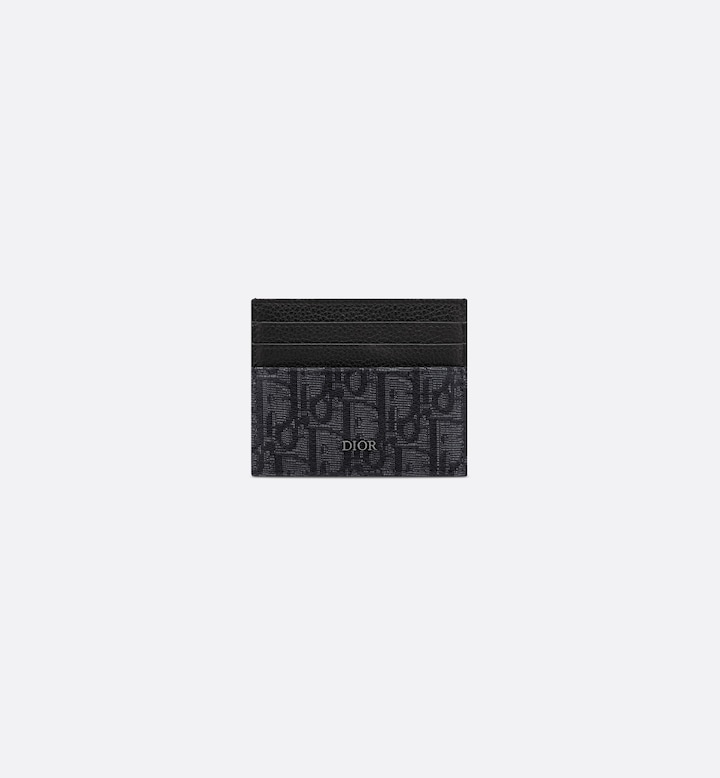 Card Holder Black Oblique Jacquard and Black Grained Calfskin