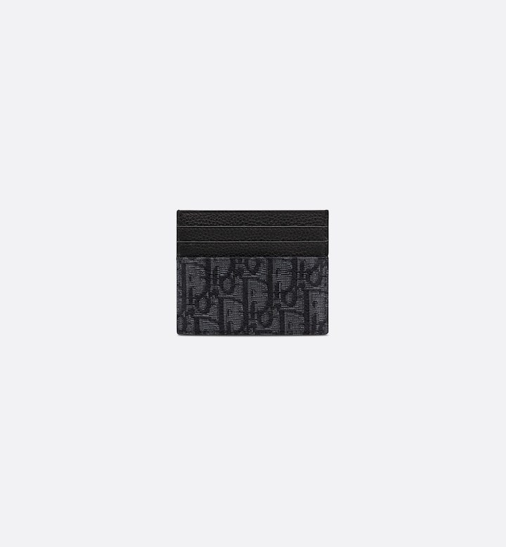 Card Holder Black Oblique Jacquard and Black Grained Calfskin