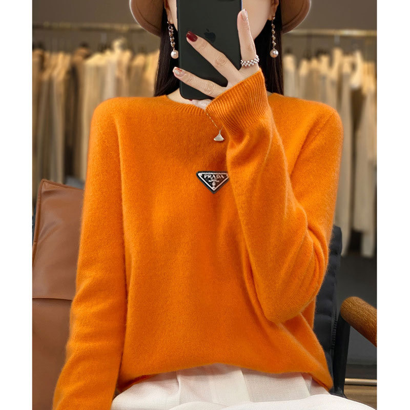 Supports quality inspection, seamless 100% pure wool, first-line ready-to-wear, autumn and winter new short-sleeve round-neck solid color knitted sweater.