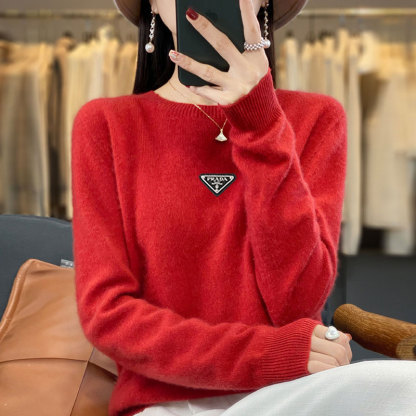 Supports quality inspection, seamless 100% pure wool, first-line ready-to-wear, autumn and winter new short-sleeve round-neck solid color knitted sweater.