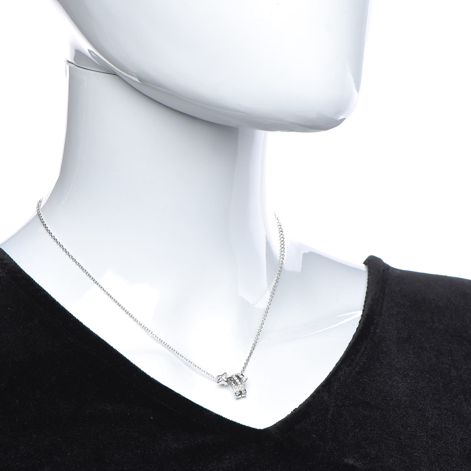 18K White Gold Diamond Etoile Filante Pendant Necklace