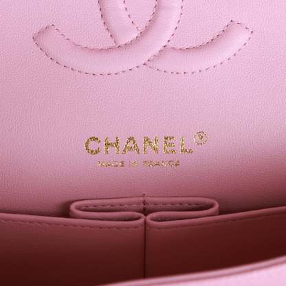 Medium Classic Double Flap Bag Dark Pink Caviar Light Gold Hardware