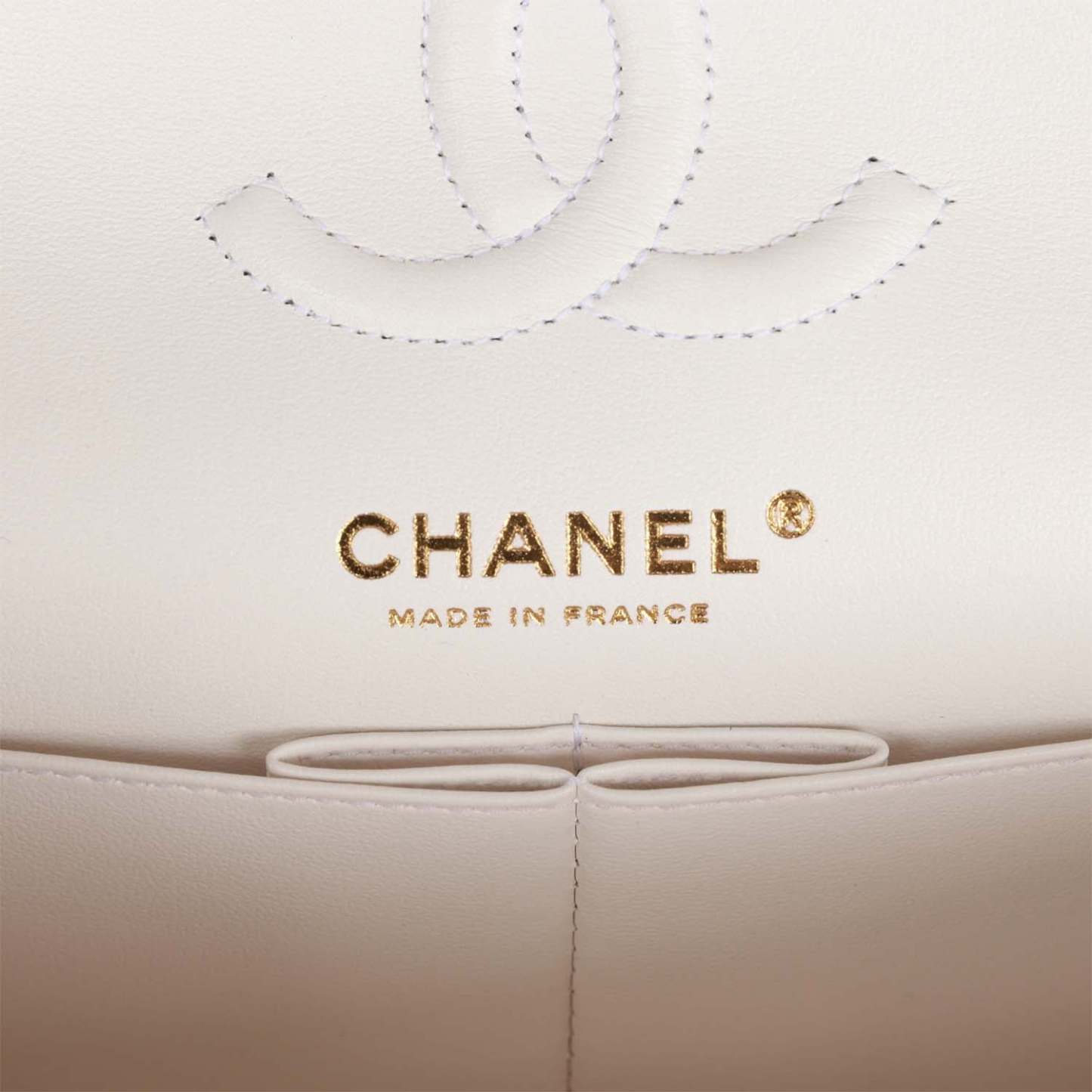 Small Classic Double Flap Bag White Caviar Light Gold Hardware