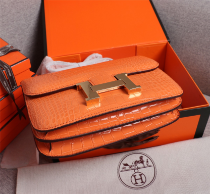 Constance 23 bag Orange Crocodile Leather