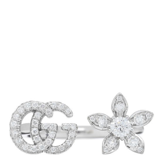 18K White Gold Diamond Flora Open Ring