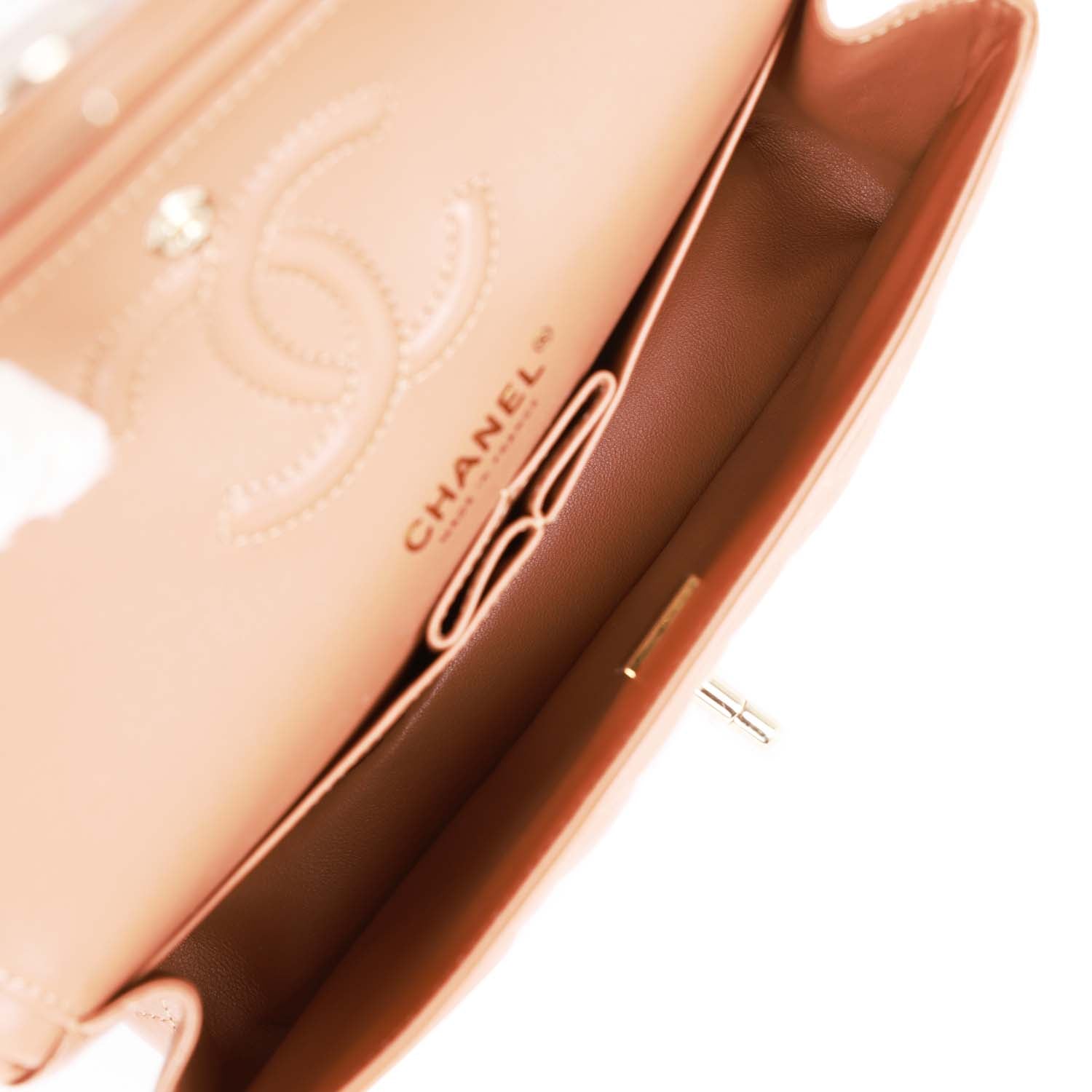 Small Classic Double Flap Bag Caramel Brown Lambskin Light Gold Hardware