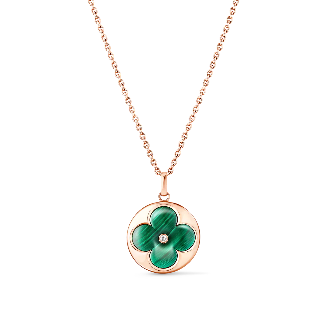 Color Blossom XL Medallion, Pink Gold, Malachite and Diamond