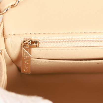 Mini Rectangular Flap Bag Beige Lambskin Light Gold Hardware