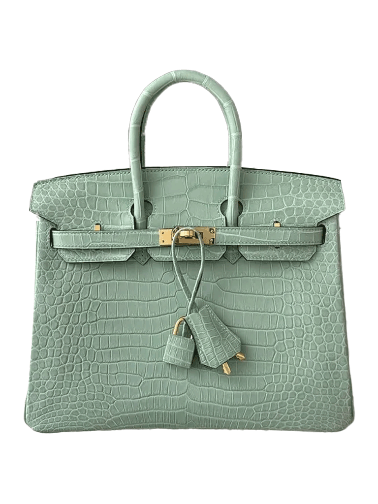 Herthtmes Birkin 20/25/30 Sellier Vert D'eau Matte Alligator Gold Hardware