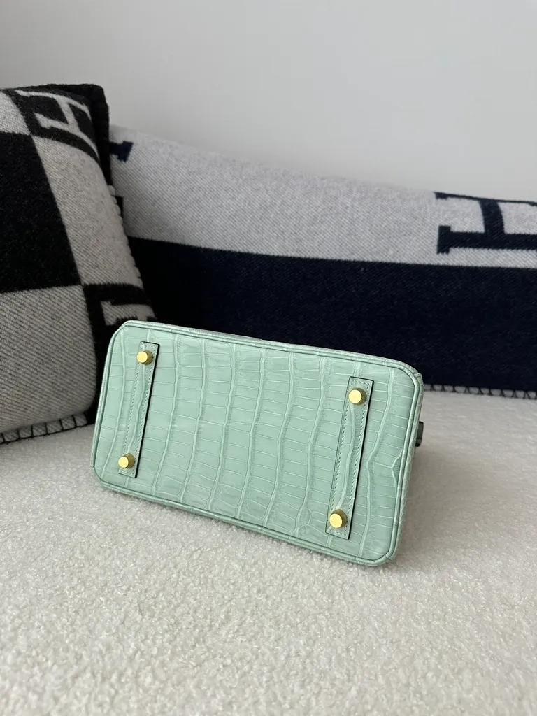 Herthtmes Birkin 20/25/30 Sellier Vert D'eau Matte Alligator Gold Hardware