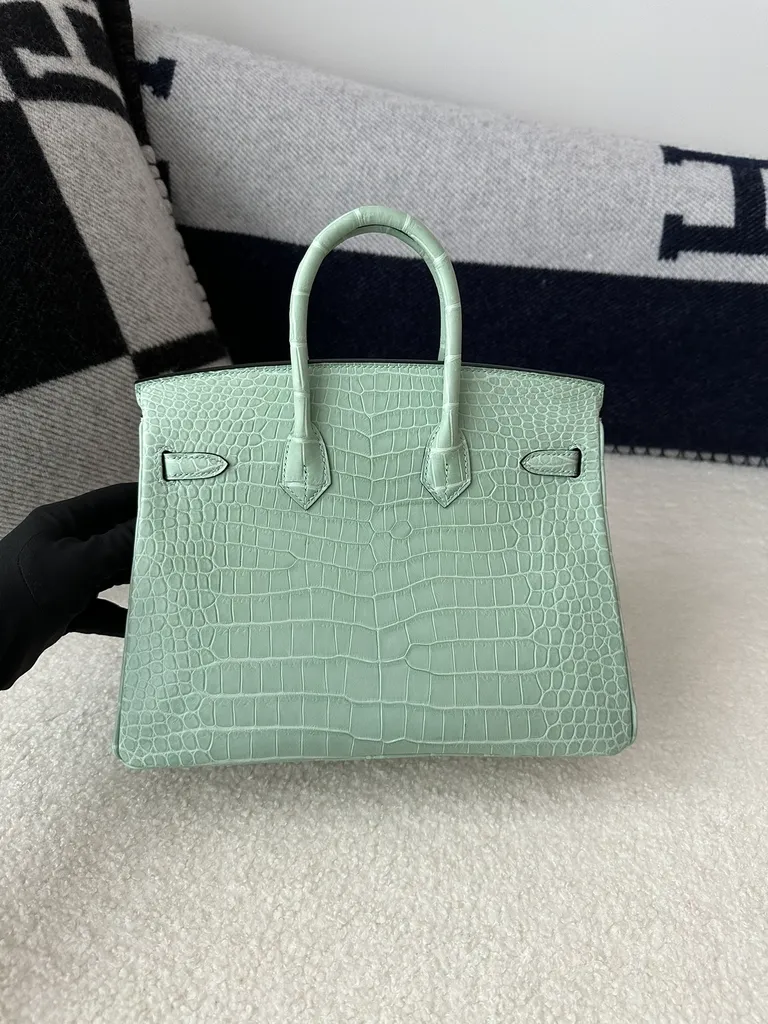 Herthtmes Birkin 20/25/30 Sellier Vert D'eau Matte Alligator Gold Hardware