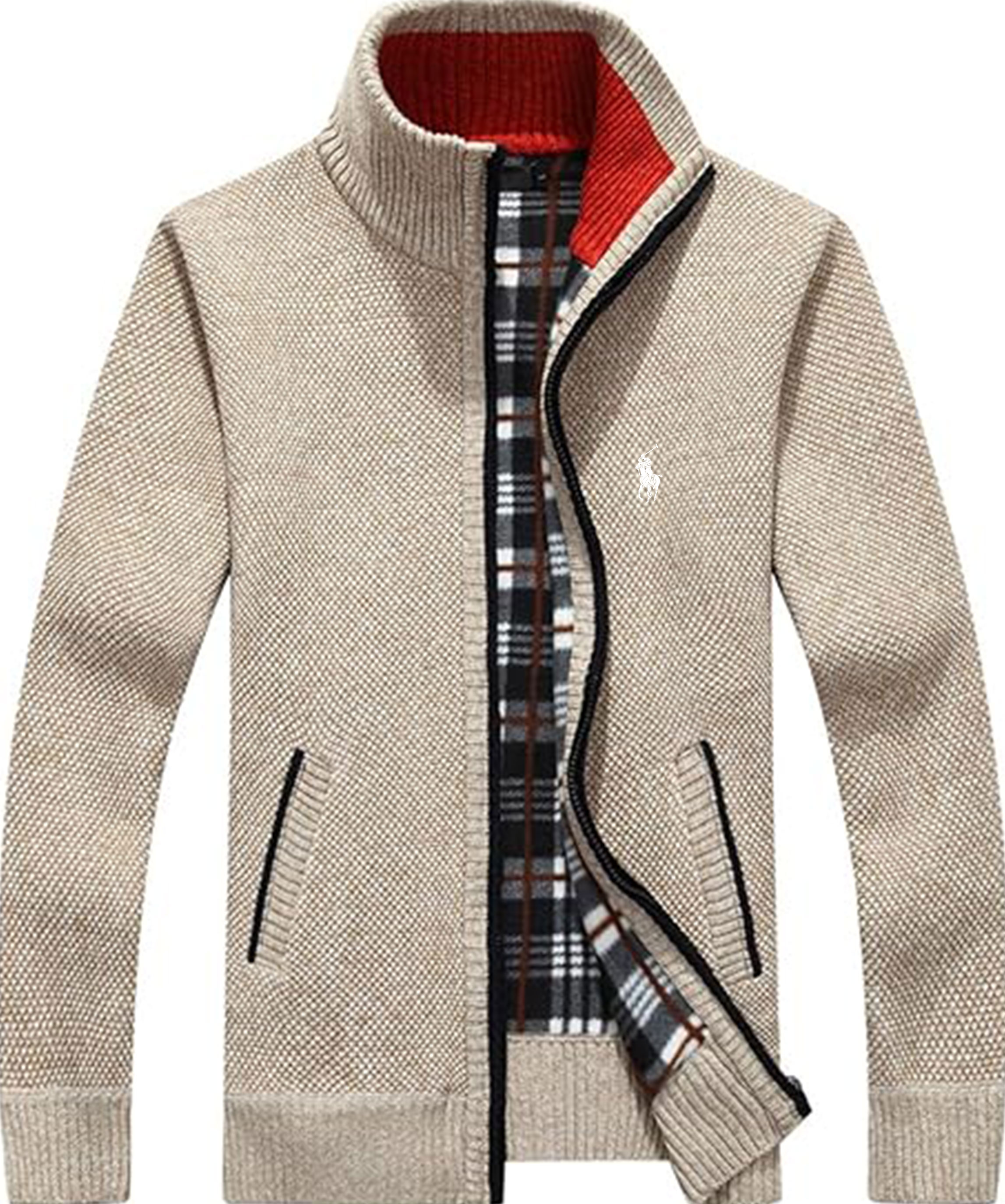 Men's Shawl Collar Cardigans Slim Fit Button Cable Knit Black Sweater Pockets