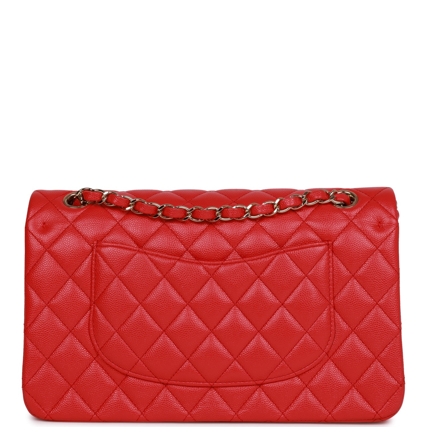 Medium Classic Double Flap Bag Red Caviar Light Gold Hardware
