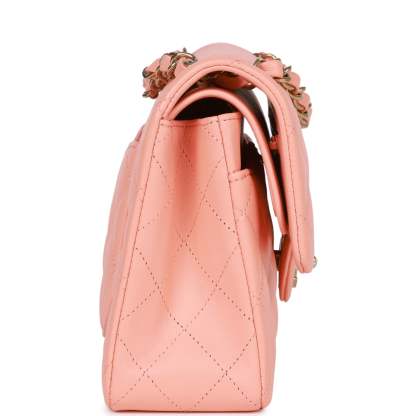 Small Classic Double Flap Pink Lambskin Light Gold Hardware